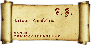 Haider Zaránd névjegykártya